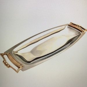 Vintage KROMEX long serving tray with gold handles